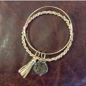 Gold Bracelet Set with Tassel Charm